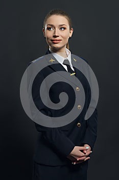 Beautiful woman airline pilot