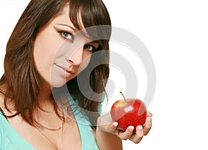 Beautiful woman with apple