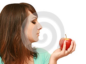 Beautiful woman with apple