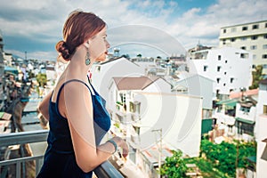 Beautiful woman on a balcony, Dalat