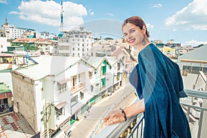 Beautiful woman on a balcony, Dalat