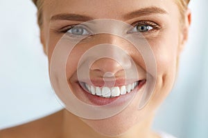 Beautiful Woman With Beauty Face, Healthy White Teeth Smiling