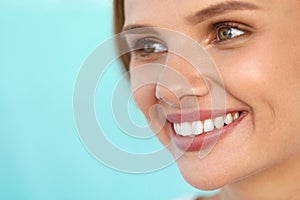 Beautiful Woman With Beauty Face, Healthy White Teeth Smiling