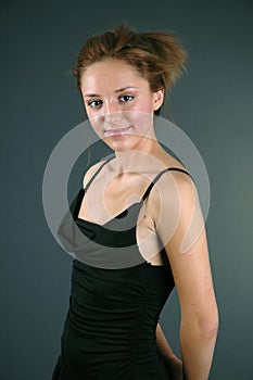 Beautiful woman in black dress