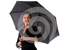 Beautiful woman with black umbrella