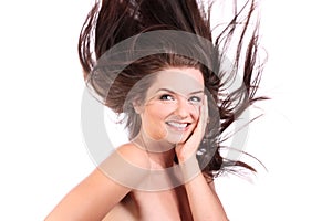 Beautiful woman with blowing hair