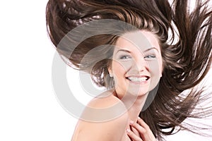 Beautiful woman with blowing hair