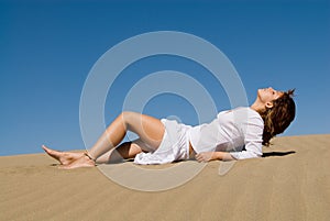 Beautiful woman with blue sky