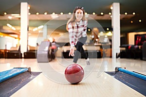 Beautiful woman bowling