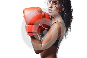 Beautiful woman boxing