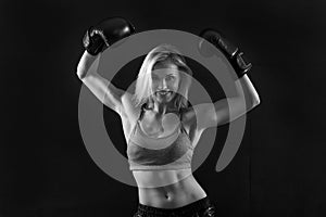 Beautiful woman with the boxing gloves