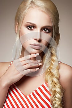 Beautiful woman with braided hair