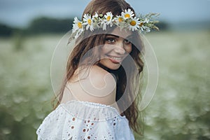 Beautiful woman. Bride portrait. Young beautiful bride in nature.