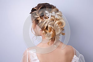 Beautiful woman bride with tiara on head