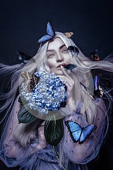 Beautiful woman with butterflies portrait portrait beauty portrait photoshoot