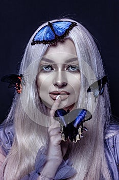Beautiful woman with butterflies portrait portrait beauty portrait photoshoot