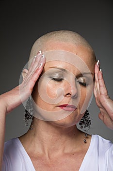 Beautiful woman cancer patient without hair