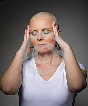 Beautiful woman cancer patient without hair