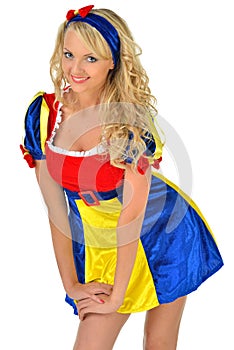 Beautiful woman in carnival snow white costume.