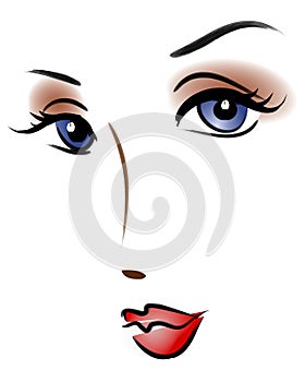 Beautiful Woman Cartoon Face