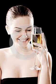 Beautiful woman with champagne glass