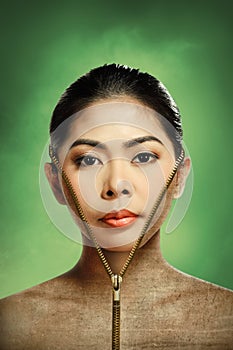 Beautiful woman changing skin, beauty concept