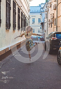 Beautiful woman on the city street