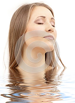 Beautiful woman with closed eyes in water
