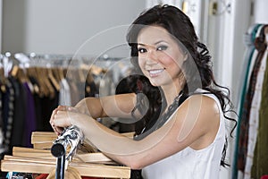 Beautiful woman in a clothing store