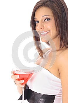 Beautiful woman with a cocktail side photo