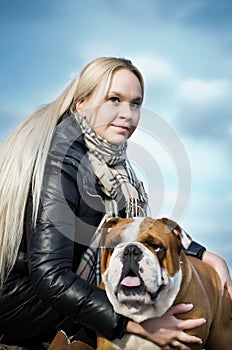Beautiful woman with a dog