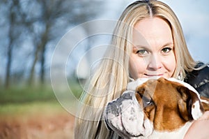 Beautiful woman with a dog