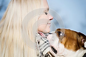 Beautiful woman with a dog