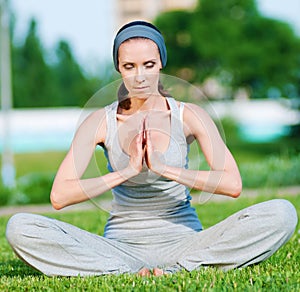 Beautiful woman doing stretching exercise