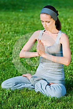 Beautiful woman doing stretching exercise