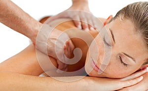 Beautiful woman enjoying a back massage