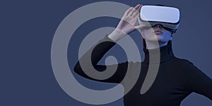 Beautiful woman experiencing virtual reality