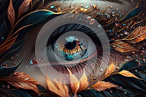 Beautiful woman eye, artistic make up concept, illustration generated by AI