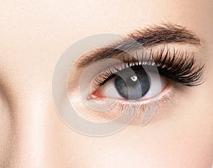 Beautiful woman face with eyelashes lashes extension before and after beauty healthy skin natural makeup closed eyes