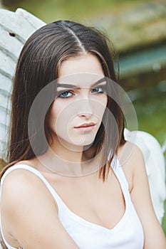 Beautiful Woman Face Portrait Beauty Skin Care Concept. Fashion Beauty Model