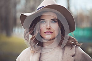 Beautiful woman in fashionable hat