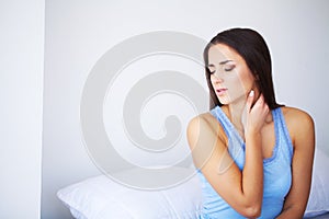 Beautiful Woman Feeling Sick, Having Headache, Painful Body Pain