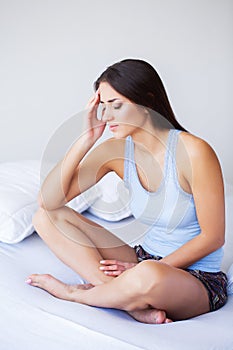 Beautiful Woman Feeling Sick, Having Headache, Painful Body Pain