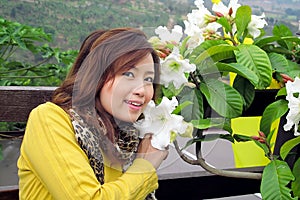 Beautiful woman with flower