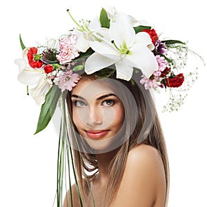 Beautiful woman with flower wreath