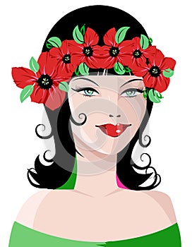 Beautiful Woman with flower wreathe