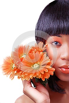 Beautiful woman with flowers photo