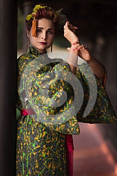 Beautiful woman in Geisha kimono