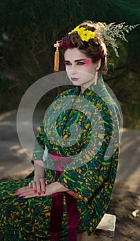 Beautiful woman in Geisha kimono