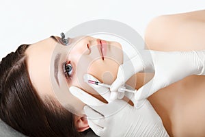 Beautiful Woman gets Injection In Her Face. Cosmetic Surgery